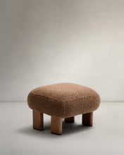 Load image into Gallery viewer, Nema taupe bouclé footstool with solid ash wood legs walnut finish 65x55.4cm FSC 100% - image 2