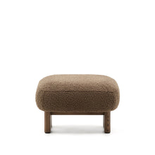 Load image into Gallery viewer, Nema taupe bouclé footstool with solid ash wood legs walnut finish 65x55.4cm FSC 100% - image 3