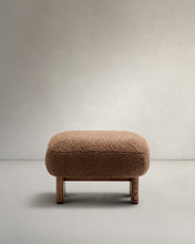 Load image into Gallery viewer, Nema taupe bouclé footstool with solid ash wood legs walnut finish 65x55.4cm FSC 100% - image 4