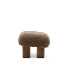 Load image into Gallery viewer, Nema taupe bouclé footstool with solid ash wood legs walnut finish 65x55.4cm FSC 100% - image 5