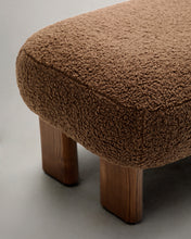 Load image into Gallery viewer, Nema taupe bouclé footstool with solid ash wood legs walnut finish 65x55.4cm FSC 100% - image 8