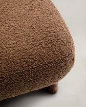 Load image into Gallery viewer, Nema taupe bouclé footstool with solid ash wood legs walnut finish 65x55.4cm FSC 100% - image 9