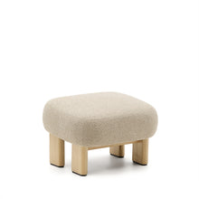 Load image into Gallery viewer, Nema beige chenille footstool with solid ash wood legs natural finish 65x55.4 cm FSC 100%