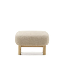 Load image into Gallery viewer, Nema beige chenille footstool with solid ash wood legs natural finish 65x55.4 cm FSC 100% - image 3