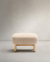 Load image into Gallery viewer, Nema beige chenille footstool with solid ash wood legs natural finish 65x55.4 cm FSC 100% - image 4