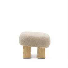 Load image into Gallery viewer, Nema beige chenille footstool with solid ash wood legs natural finish 65x55.4 cm FSC 100% - image 5