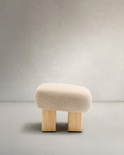 Load image into Gallery viewer, Nema beige chenille footstool with solid ash wood legs natural finish 65x55.4 cm FSC 100% - image 6