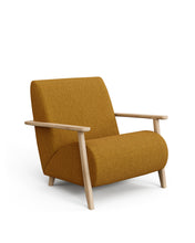 Load image into Gallery viewer, Meghan armchair in mustard bouclé and solid ash wood with natural finish FSC Mix Credit