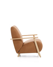 Load image into Gallery viewer, Meghan armchair in brown leather and solid ash wood with natural-coloured finish FSC Mix Credit - image 2