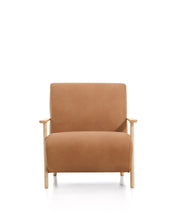 Load image into Gallery viewer, Meghan armchair in brown leather and solid ash wood with natural-coloured finish FSC Mix Credit - image 4
