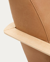 Load image into Gallery viewer, Meghan armchair in brown leather and solid ash wood with natural-coloured finish FSC Mix Credit - image 10