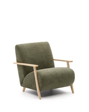 Load image into Gallery viewer, Meghan armchair in green chenille and with solid beech wood in a natural finish FSC Mix Credit - image 2