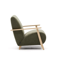 Load image into Gallery viewer, Meghan armchair in green chenille and with solid beech wood in a natural finish FSC Mix Credit - image 3