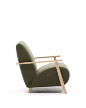 Load image into Gallery viewer, Meghan armchair in green chenille and with solid beech wood in a natural finish FSC Mix Credit - image 4