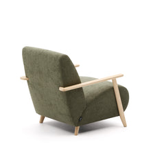 Load image into Gallery viewer, Meghan armchair in green chenille and with solid beech wood in a natural finish FSC Mix Credit - image 5