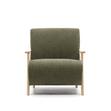Load image into Gallery viewer, Meghan armchair in green chenille and with solid beech wood in a natural finish FSC Mix Credit - image 7