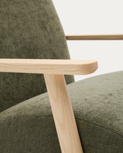 Load image into Gallery viewer, Meghan armchair in green chenille and with solid beech wood in a natural finish FSC Mix Credit - image 13