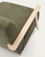 Load image into Gallery viewer, Meghan armchair in green chenille and with solid beech wood in a natural finish FSC Mix Credit - image 14