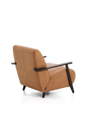 Load image into Gallery viewer, Meghan armchair in brown leather and solid ash wood with wenge-coloured finish FSC Mix Credit - image 3