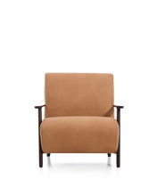 Load image into Gallery viewer, Meghan armchair in brown leather and solid ash wood with wenge-coloured finish FSC Mix Credit - image 4