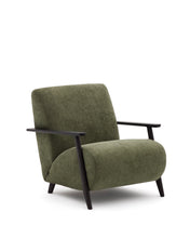 Load image into Gallery viewer, Meghan armchair in green chenille and with solid beech wood in a wenge finish FSC Mix Credit - image 2