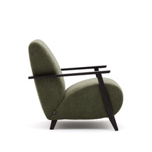 Load image into Gallery viewer, Meghan armchair in green chenille and with solid beech wood in a wenge finish FSC Mix Credit - image 3