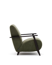 Load image into Gallery viewer, Meghan armchair in green chenille and with solid beech wood in a wenge finish FSC Mix Credit - image 4