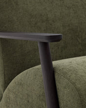 Load image into Gallery viewer, Meghan armchair in green chenille and with solid beech wood in a wenge finish FSC Mix Credit - image 10