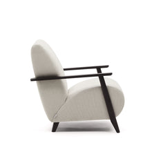 Load image into Gallery viewer, Meghan armchair in pearl chenille and with solid beech wood in a wenge finish FSC Mix Credit - image 3