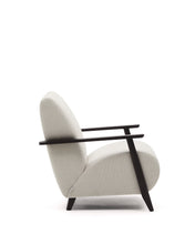 Load image into Gallery viewer, Meghan armchair in pearl chenille and with solid beech wood in a wenge finish FSC Mix Credit - image 4