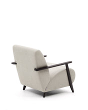 Load image into Gallery viewer, Meghan armchair in pearl chenille and with solid beech wood in a wenge finish FSC Mix Credit - image 6