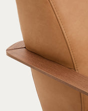 Load image into Gallery viewer, Meghan armchair in brown leather and solid ash wood with walnut-coloured finish FSC Mix Credit - image 12
