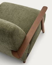 Load image into Gallery viewer, Meghan armchair in green chenille and solid ash wood with walnut finish FSC Mix Credit - image 9