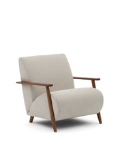 Load image into Gallery viewer, Meghan armchair in pearl chenille and solid ash wood with walnut finish FSC Mix Credit - image 2