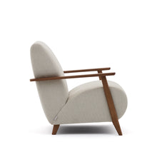 Load image into Gallery viewer, Meghan armchair in pearl chenille and solid ash wood with walnut finish FSC Mix Credit - image 3