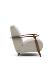 Load image into Gallery viewer, Meghan armchair in pearl chenille and solid ash wood with walnut finish FSC Mix Credit - image 4