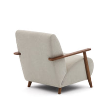 Load image into Gallery viewer, Meghan armchair in pearl chenille and solid ash wood with walnut finish FSC Mix Credit - image 5