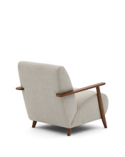 Load image into Gallery viewer, Meghan armchair in pearl chenille and solid ash wood with walnut finish FSC Mix Credit - image 6