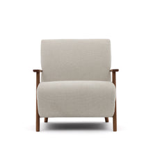 Load image into Gallery viewer, Meghan armchair in pearl chenille and solid ash wood with walnut finish FSC Mix Credit - image 7