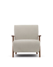 Load image into Gallery viewer, Meghan armchair in pearl chenille and solid ash wood with walnut finish FSC Mix Credit - image 8