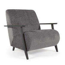 Load image into Gallery viewer, Meghan armchair in grey chenille and wood with wenge finish