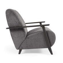 Load image into Gallery viewer, Meghan armchair in grey chenille and wood with wenge finish - image 2
