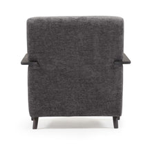 Load image into Gallery viewer, Meghan armchair in grey chenille and wood with wenge finish - image 4