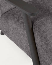 Load image into Gallery viewer, Meghan armchair in grey chenille and wood with wenge finish - image 8