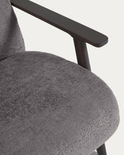 Load image into Gallery viewer, Meghan armchair in grey chenille and wood with wenge finish - image 9