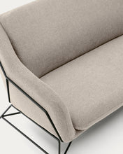 Load image into Gallery viewer, Brida 2-seater sofa in beige and steel legs with black finish, 128 cm - image 10