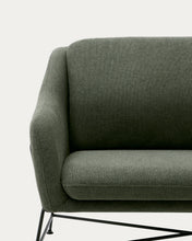 Load image into Gallery viewer, Brida 2-seater sofa in green and steel legs with black finish, 128 cm - image 9