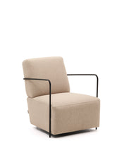 Load image into Gallery viewer, Gamer beige armchair with metal in a matte black painted finish