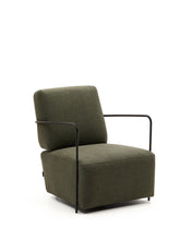 Load image into Gallery viewer, Gamer green armchair with metal in a black matte painted finish