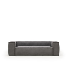 Load image into Gallery viewer, Blok 3 seater sofa in grey wide seam corduroy, 240 cm